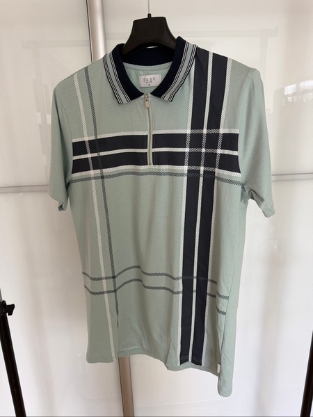 Green checkered polo shirt