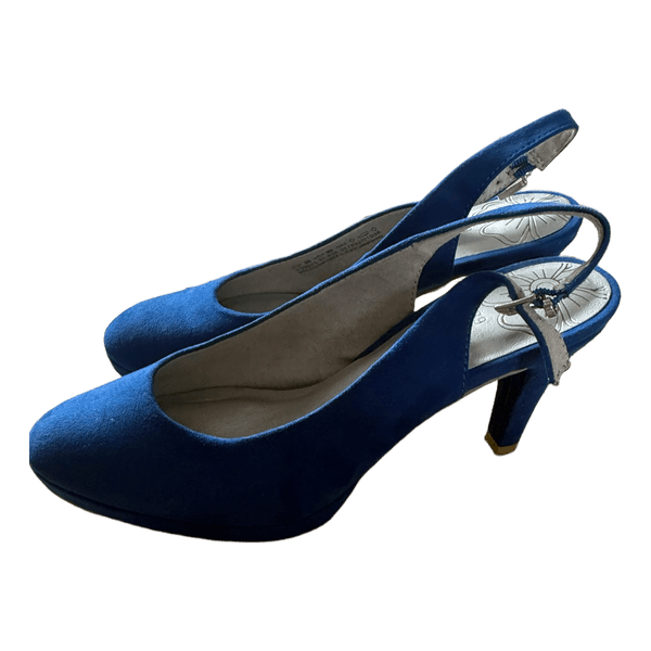 Blå Marco Tozzi slingback hæle