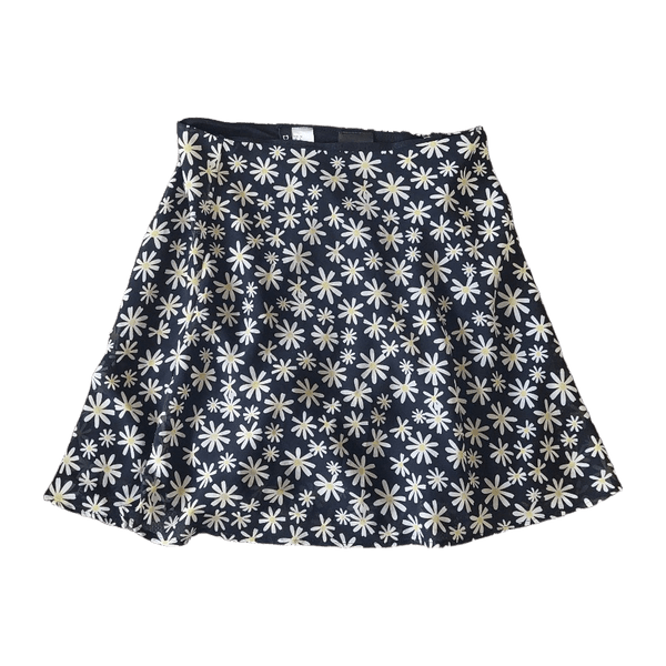 Black floral mini skirt