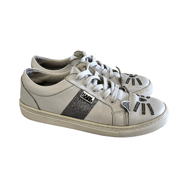 Karl Lagerfeld Kids Leather Sneakers with Cat Print – Size 37 (Insole 23.5 cm)