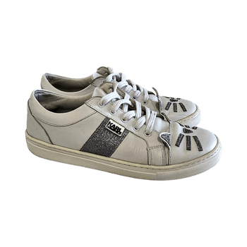 Karl Lagerfeld Kids Leather Sneakers with Cat Print – Size 37 (Insole 23.5 cm)