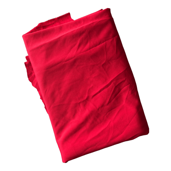 Red stretch crepe fabric piece