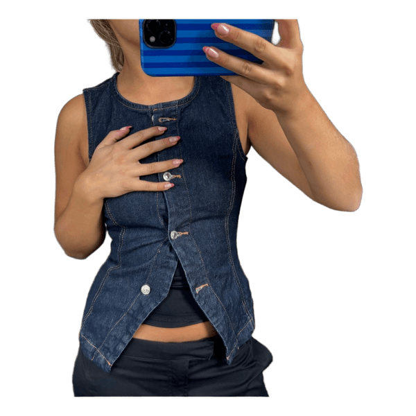 Mørkeblå denimvest