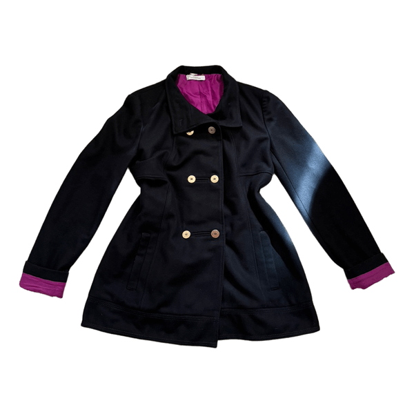 Versace black coat with gold buttons