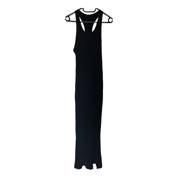 Black ribbed maxi dress