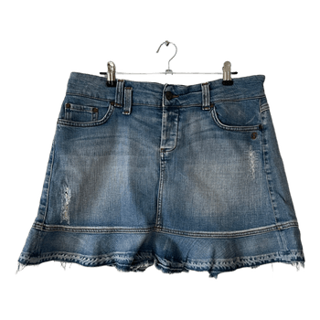 Blue denim mini skirt