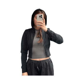 Cropped black zip hoodie