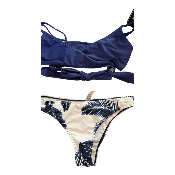 Blue tie front bikini