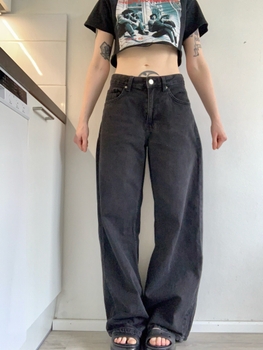 Black Bershka low waist slouchy jeans