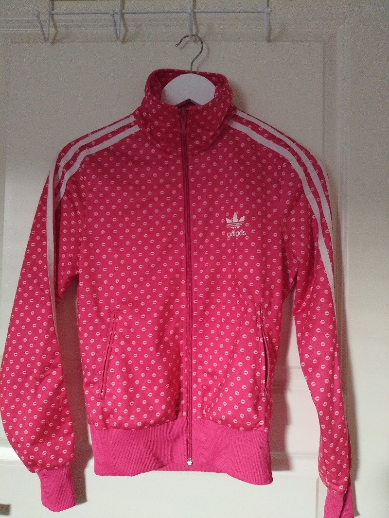 Pink polka dot zip jacket