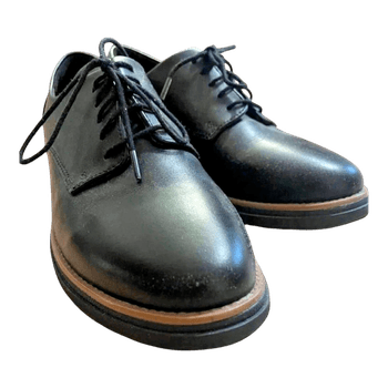 Black leather lace-up shoes