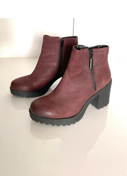 Vagabond 36 high heels boots real leather, red / burgundy