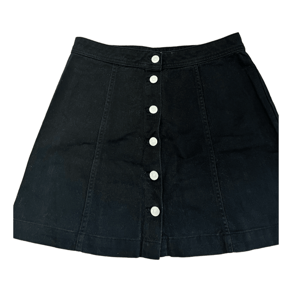 Black denim mini skirt