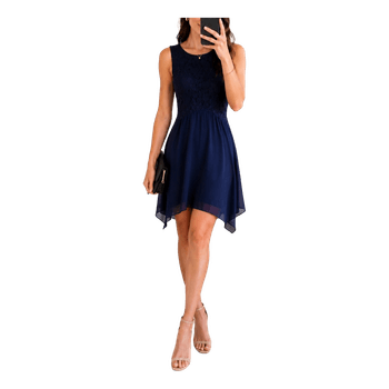 Wallis Navy Blue Lace Chiffon Dress