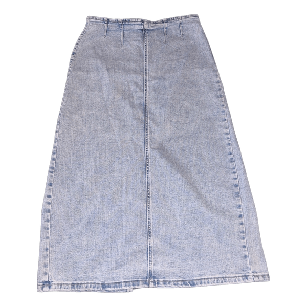 Blue denim midi skirt