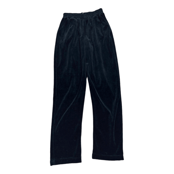 Black velvet straight trousers