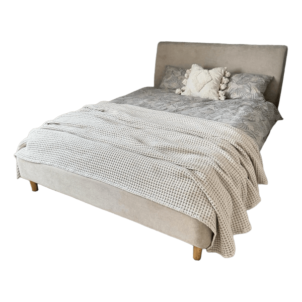 Beige waffle bedspread