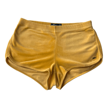 Yellow velvet shorts
