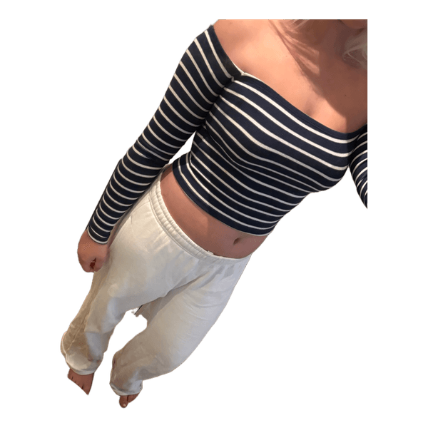 Stribet off-shoulder crop top