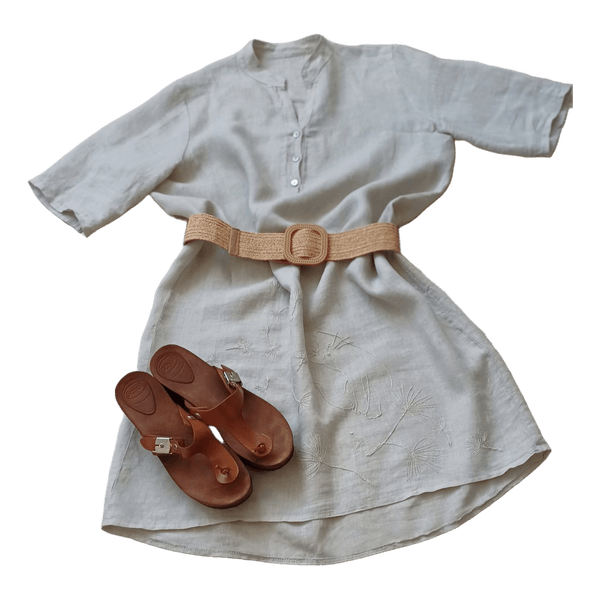 Beige linen dress
