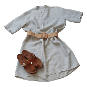 Beige linen dress