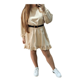 Beige ruffle hand made cotton dress