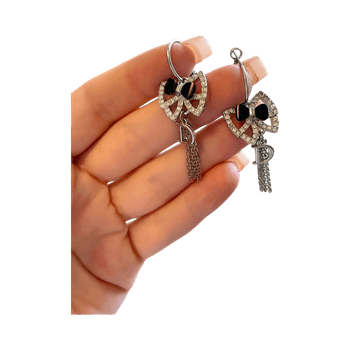 Silver bow dangle earrings