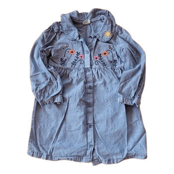 Blue embroidered shirt dress