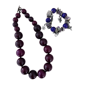 Purple pearl necklace and bracelet