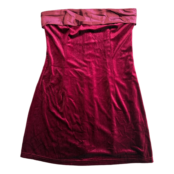 Red velvet mini dress