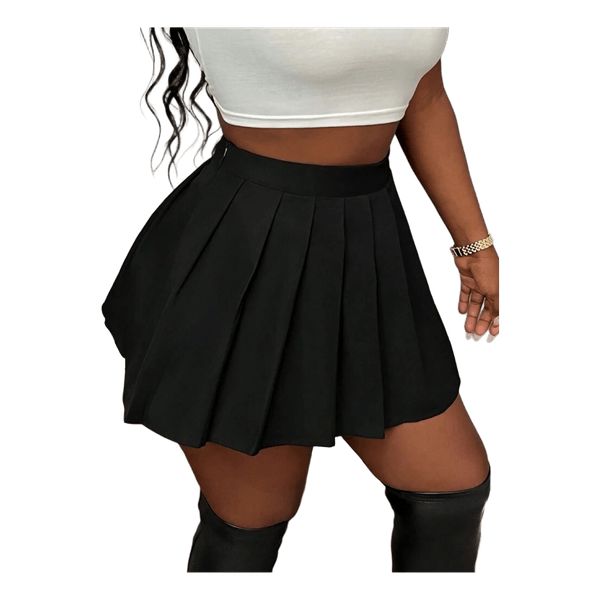 Black pleated mini skirt