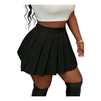 Black pleated mini skirt