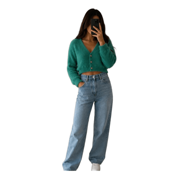 Green fluffy cropped cardigan
