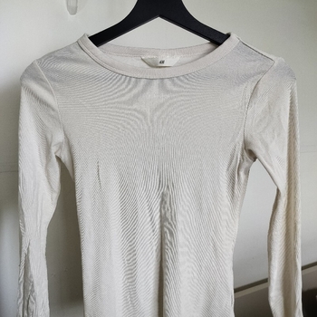 beige ribbed long sleeve top