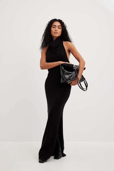 Knitted halterneck maxi