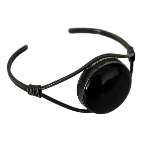 Black stone cuff bracelet