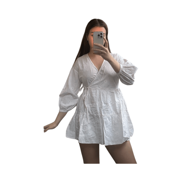 Broderie wrap mini dress