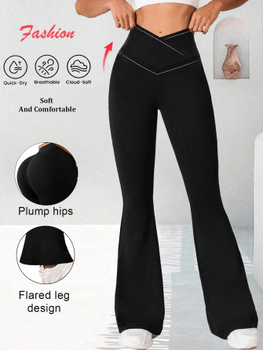 Criss-cross waist flare pants