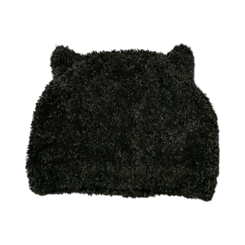 Black fuzzy bear hat