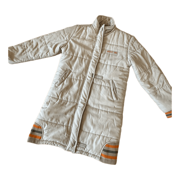 Beige quilted long jacket