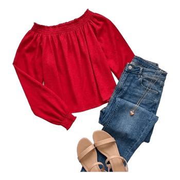 H&M Divided spectacular red off-shoulder blouse (XS).