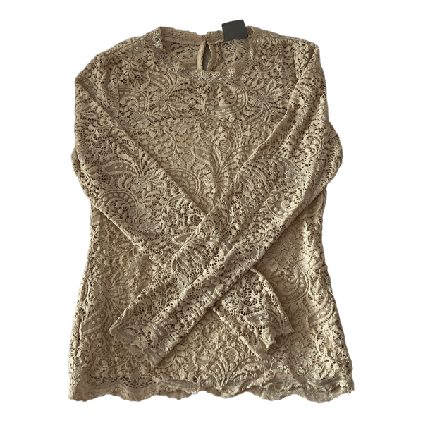Beige lace long-sleeved top