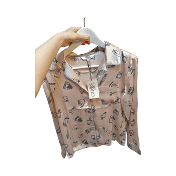 vaaleanpunainen satiini pyjamapaita 