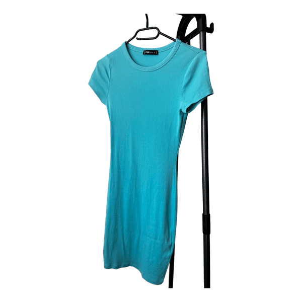 Blue ribbed mini dress