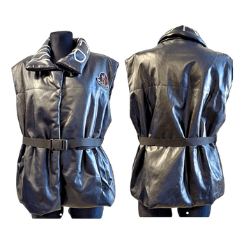 Black faux leather vest , replica Moncler