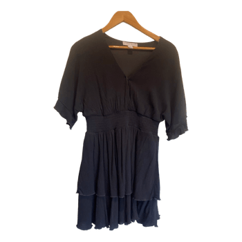 Black ruffled mini dress