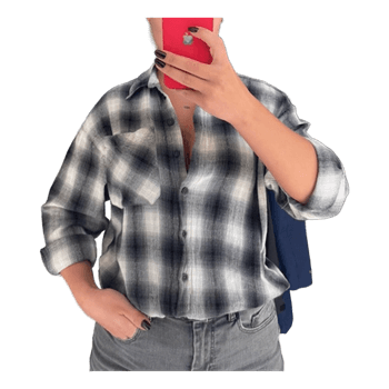 Black & White Plaid Flannel Shirt