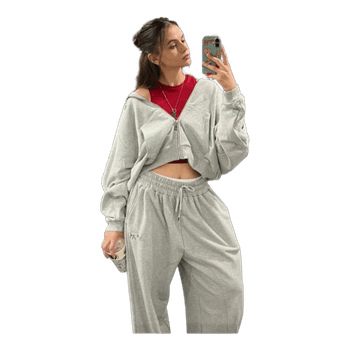 Grey crop zip hoodie