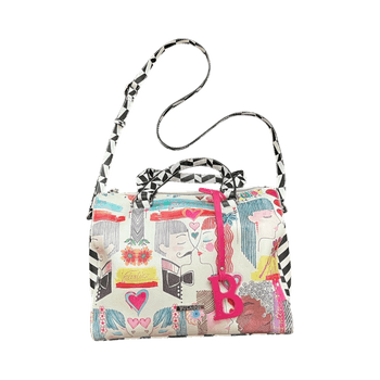 Valkoinen kuviollinen käsilaukku