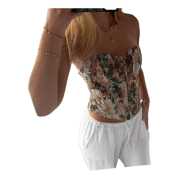 Blomstret blonde korset top